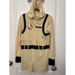 Ghostbusters Hooded Costume Romper Adult Medium Beige Zip Front NWT